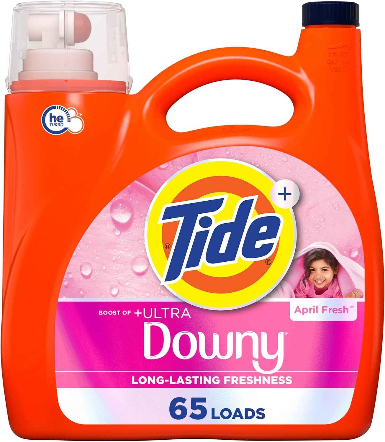 Tide Plus Boost of Ultra Downy Liquid Laundry Detergent, April Fresh Scent, 92 fl oz, 65 Loads, Laundry Detergent Liquid with Long-Lasting Freshness