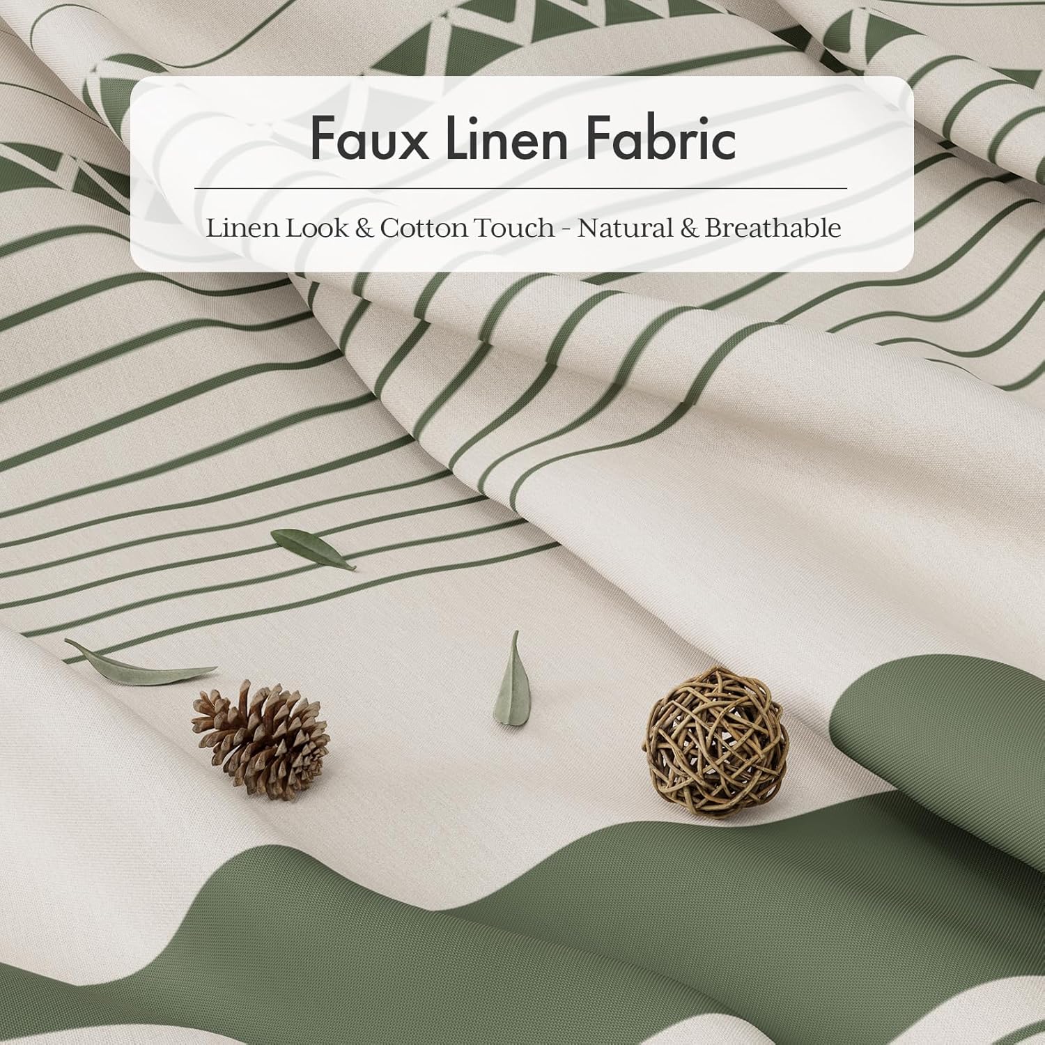 AmazerBath_Boho_Shower_Curtain,_Modern_Farmhouse_Shower_Curtain_Set_with_Tassels,_Rustic_Faux_Linen_Green_Striped_Shower_Curtain_with_Hooks,_Light_Tan_Toned,_72x72_Inches