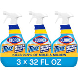 Clorox Plus Tilex Mold and Mildew Remover with Bleach, Spray Bottle, 32 Fluid Ounces, Unscented, Pack of 3