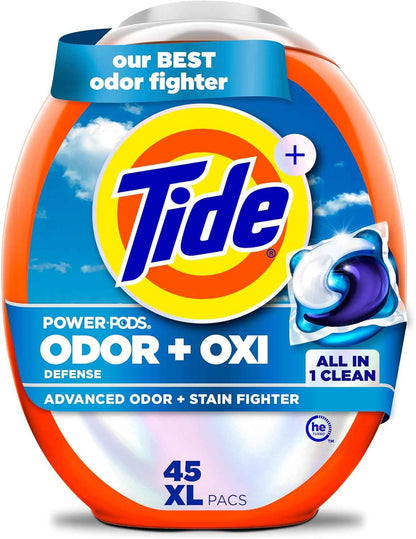 Tide Odor Defense + Oxi Laundry Detergent Pacs, Original Scent, Advanced Odor + Stain Fighter
