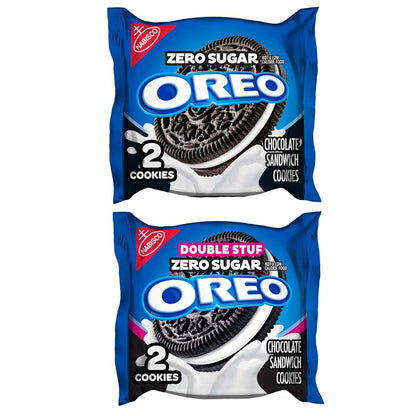 OREO Zero Sugar and OREO Double Stuf Zero Sugar Chocolate Sandwich Cookies Variety Pack, 20 Snack Packs (2 Cookies Each)