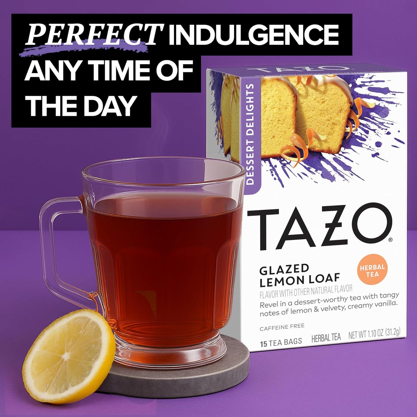 TAZO_Dessert_Delights_Glazed_Lemon_Loaf_Herbal_Tea_Bags,_Aromatic_Blend,_Caffeine-Free,_90_Total_Tea_Bags_(15ct_-_Pack_of_6)