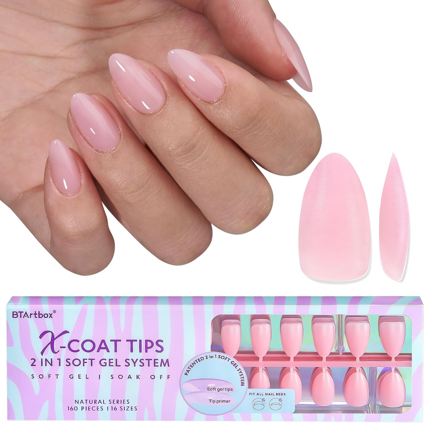 BTArtbox_XCOATTIPS_Natural_Nail_Tips_-Short_Almond_Press_On_Nails_Pink,_Long_Lasting_Soft_Gel_Nails_False_Nail,_Soak_Off_Acrylic_Fake_Nails_Extensions_for_Nail_Art_DIY_Summer_Gifts