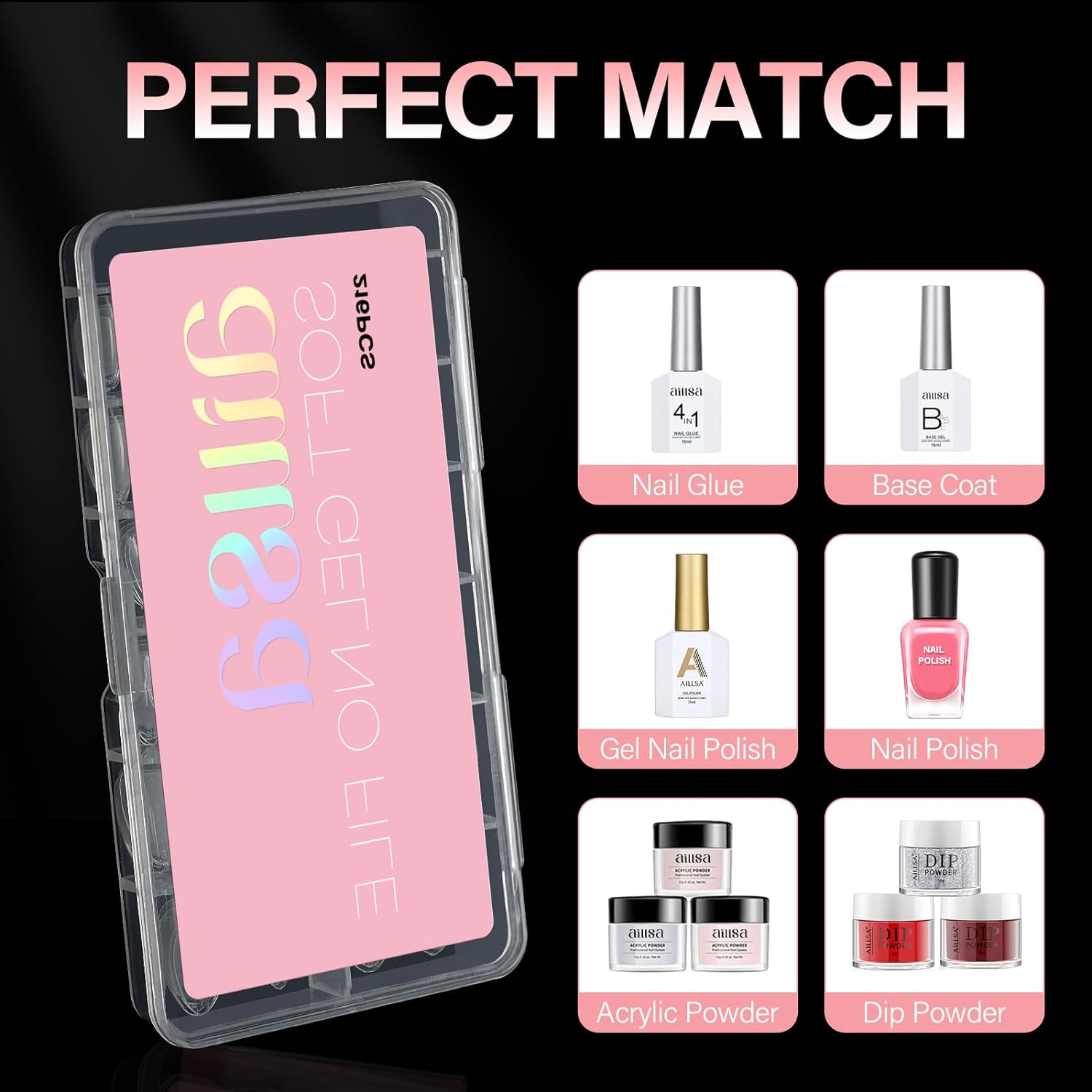 AILLSA_Short_Almond_Nail_Tips_Soft_Gel_Pre-Shaped_Acrylic_Nail_Tips_Half_Matte_Full_Cover_Nail_Tips_Clear_Gelly_Press_on_Flase_Nail_Tips_for_Extension_Nail_Manicure_Home_DIY_216PCS_12Sizes