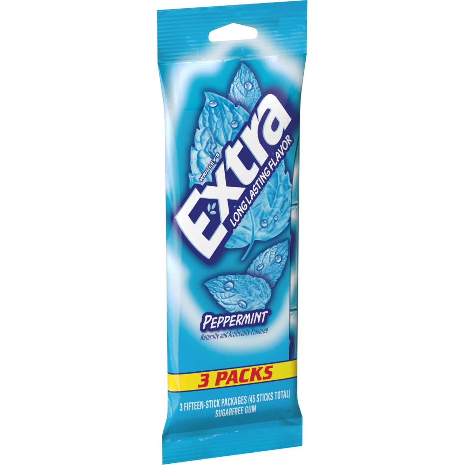 EXTRA_Peppermint_Sugar_Free_Gum_Back_To_School_Chewing_Gum,_3_Pack_Bulk_Gum_(45_Sticks_Total)