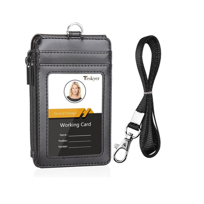 Teskyer_Badge_Holder_with_Zip_Pocket,_Multiple_Card_Slots_Leather_ID_Card_Holder_with_Nylon_Lanyard_for_Cruise_Ship_Cards,_Office_School_ID,_Work_Name_Cards,_Driver's_License