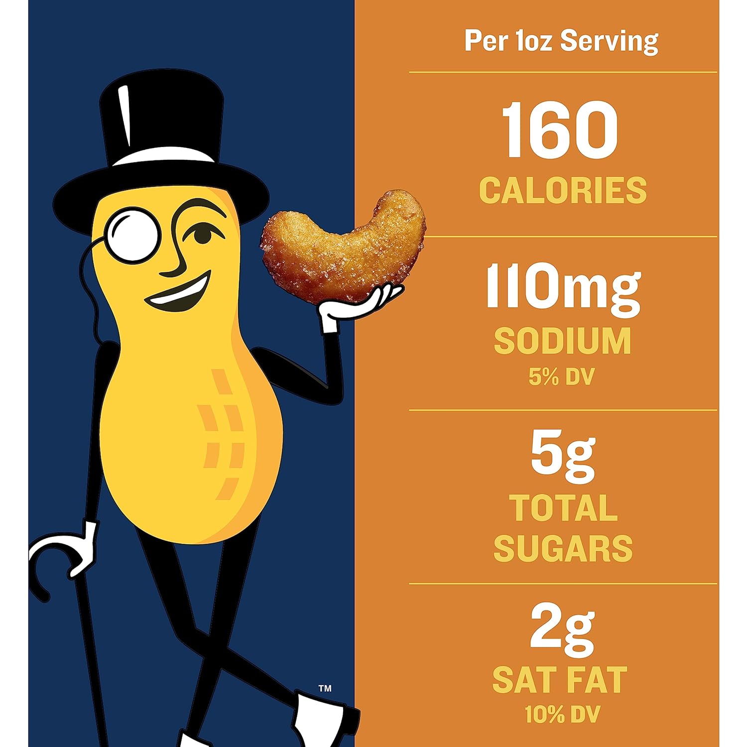 PLANTERS_Deluxe_Honey_Roasted_Whole_Cashews,_Sweet_and_Salty_Snacks,_8.25oz_-_1_Canister_Nut_Crunch_Crunchy