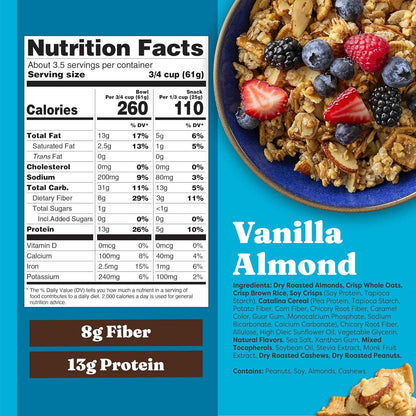Catalina Crunch Protein Granola - Mindful Eating Cereal for Keto and Clean-Eating Routines, High-Fiber Low-Sugar Snack - Peanut Butter 8 oz