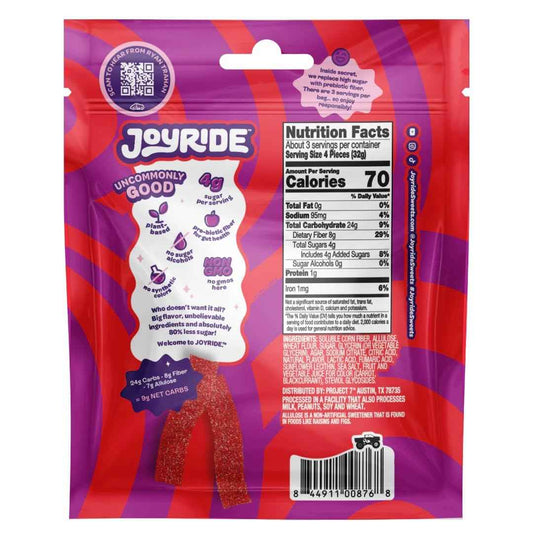 Joyride Sweets Sour Candy Strips – Mindful Snack for Wellness Routines, 80% Less Sugar Vegan Treat