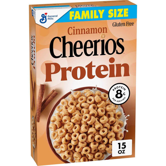 Cheerios Protein Cereal, Cinnamon – Easy Office Pantry Cereal for Busy Professionals, 2-Pack