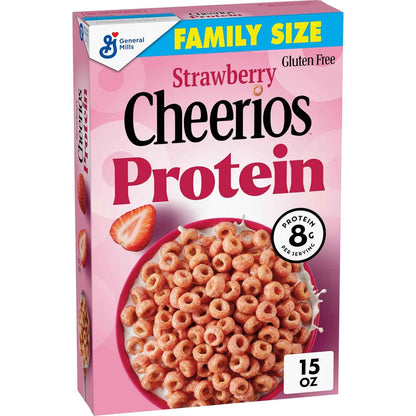 Cheerios Protein Cereal Strawberry – On-the-Go Office Desk Snack for Focused Professionals, 11.2 oz Box