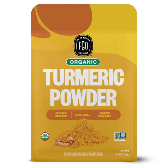 FGO Organic Turmeric Powder – Daily Wellness Ritual Spice for Golden Milk & Smoothies, 8oz Pouch