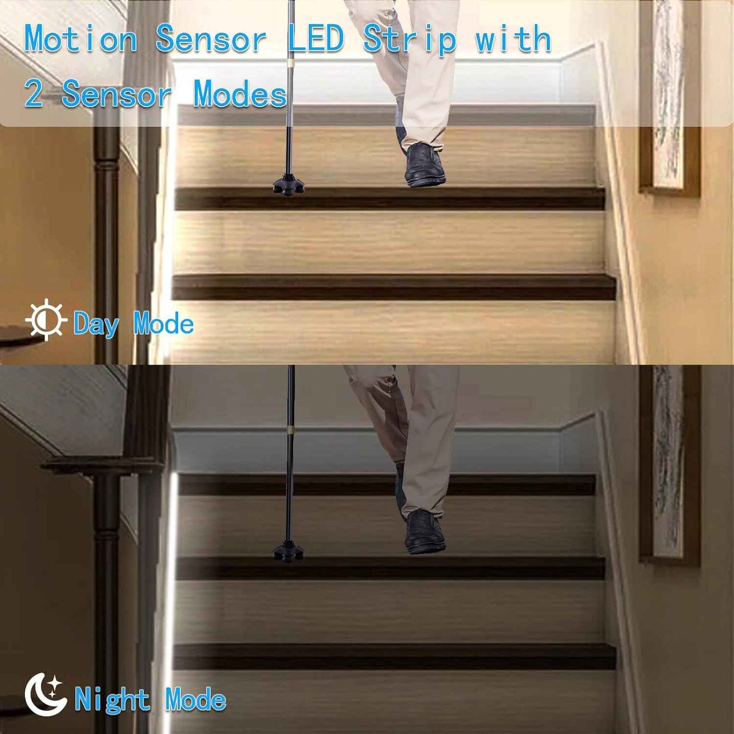 echosari Wireless Motion Strip — Tool Free Minimalist Lighting for Clutter Free Closets and Drawers