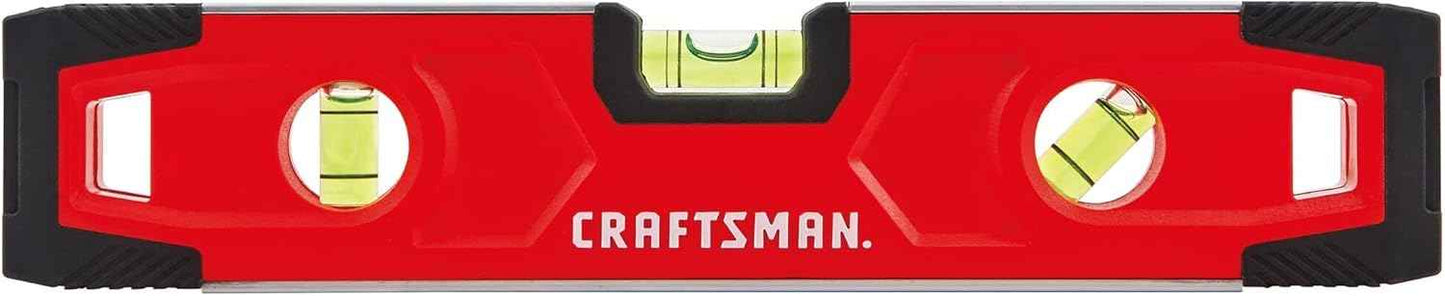 CRAFTSMAN Torpedo Level, Magnetic, 9 inch – Minimalist Three-Vial Design in a Single Pocket Tool