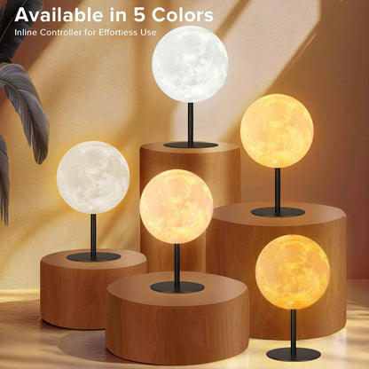 Ehobroc Moon Lamp – Modern Bedroom Decor Accent, Textured Lunar Table Lamp with Metal Base