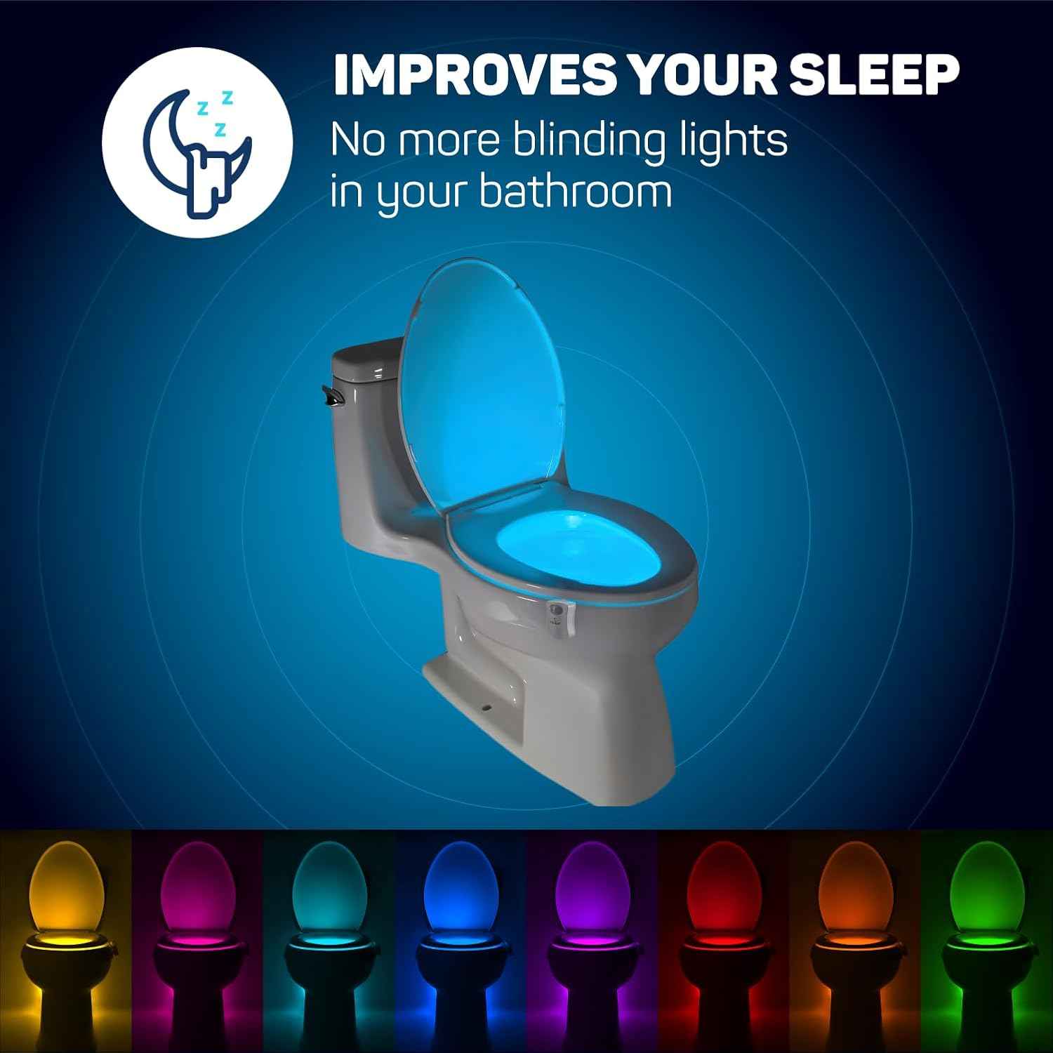 ToiLight Toilet Bowl Night Light – Modern Bathroom Accent Light with 9 Color Modes to Match Any Decor Style