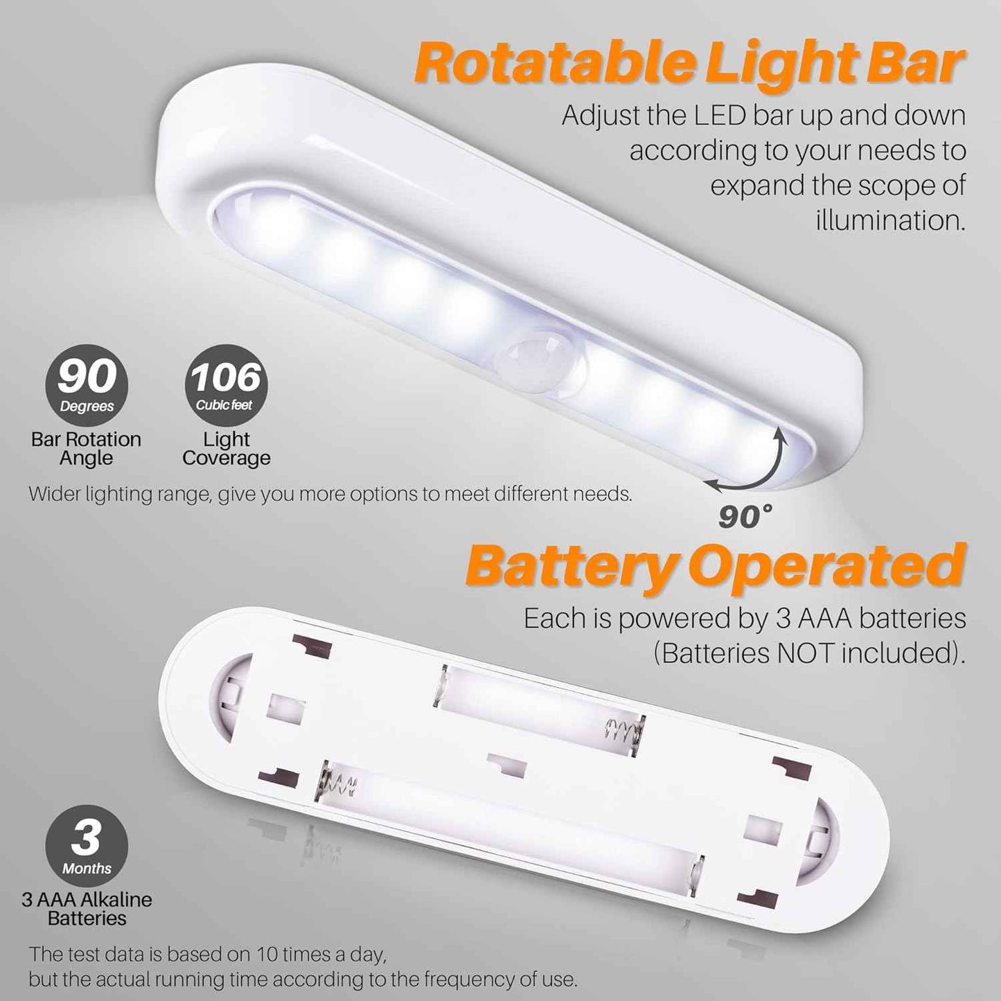 STAR-SPANGLED 3 Pack 7” Motion Sensor Light Indoor Battery Operated – Tool Free Adhesive LED for Clean, Clutter Free Closet and Hallway