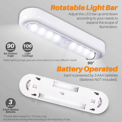 STAR-SPANGLED 3 Pack 7” Motion Sensor Light Indoor Battery Operated – Tool Free Adhesive LED for Clean, Clutter Free Closet and Hallway