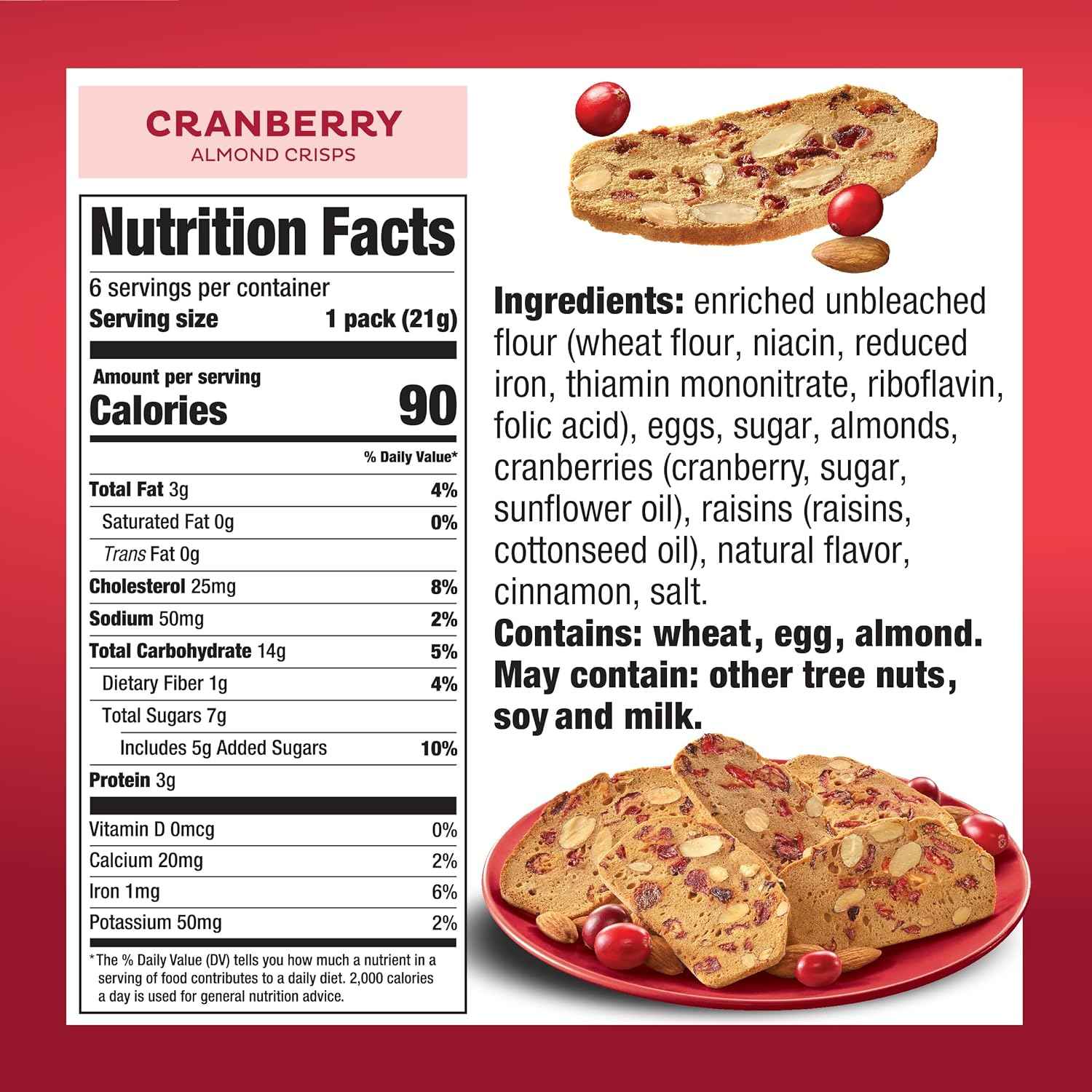 Nonni's Cranberry Thin Addictives – Elegant Holiday Gift Basket Treat for Coffee and Tea Lovers