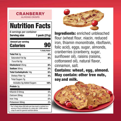 Nonni's Cranberry Thin Addictives – Elegant Holiday Gift Basket Treat for Coffee and Tea Lovers