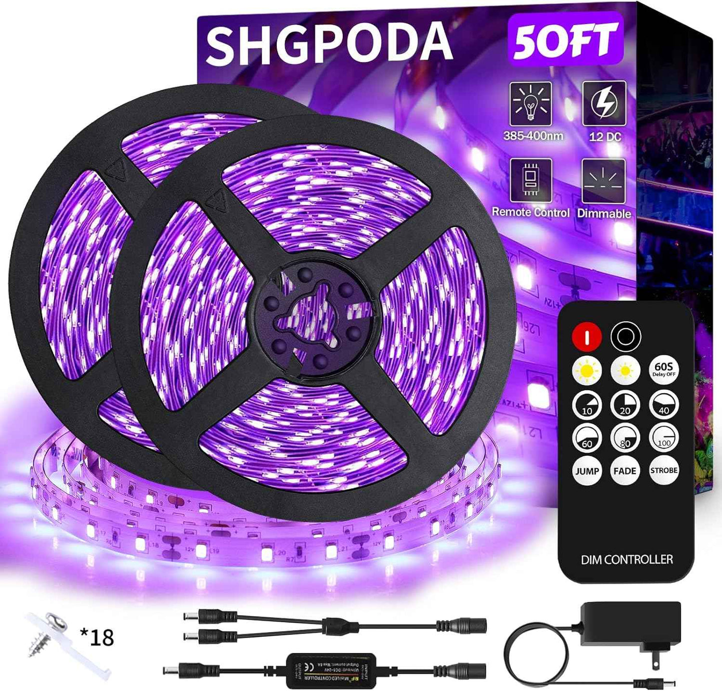BlacklightCo UV LED Strip – Child-Friendly Glow Party Light for School Projects and Family Game Night