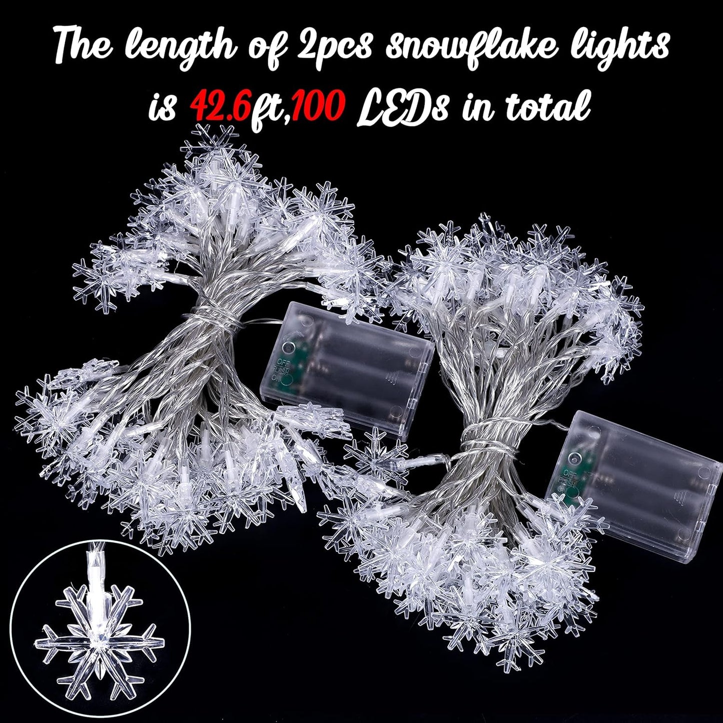 2_Packs_100_LED_Christmas_Snowflake_String_Lights_Hanging_Decorations_-_Winter_Wonderland_Lighted_Decor_for_Holiday_Xmas_Indoor_Outdoor_Party_Supplies_(42.6ft,Batteries_Not_Included)