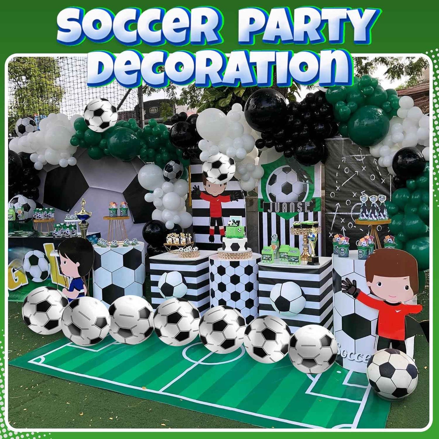 Bedwina Inflatable Soccer Balls (Pack of 12) 16-inch, Beach Balls Bulk for Beach Toys & Soccer Birthday Party Decorations & Party Favors for Kids, Goodie Bags Stuffers
