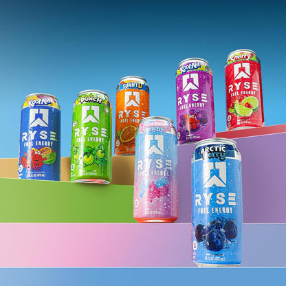 RYSE_Fuel_Energy_Drink_-_Variety_Pack_-_Sugar_Free,_Gluten_Free_&_Vegan_-_200mg_Natural_Caffeine,_Taurine_&_Choline_for_Focus_&_Energy_-_No_Artificial_Colors_-_16_fl_oz_Cans_(12-Pack)