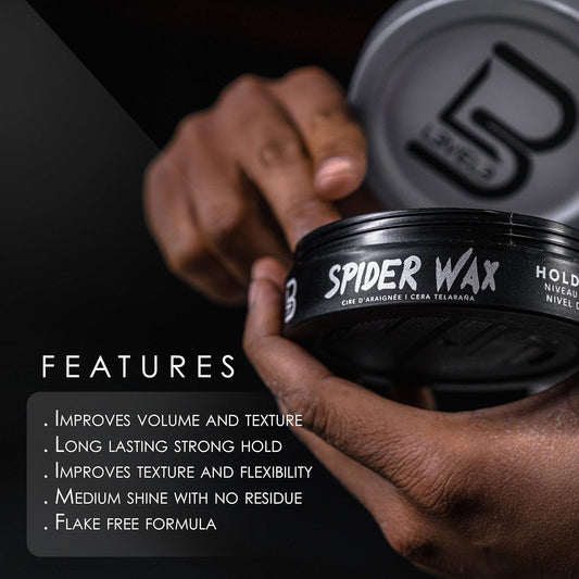 L3 Level 3 Spider Wax - Long Lasting and Strong Hold Improve your Hair Volume and Texture - Level Three Hair Wax for Men