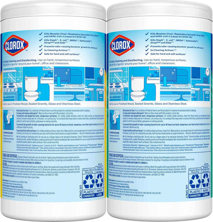 Clorox Disinfecting Cleaning Wipes for Spring Cleaning & Allergy Season, Bleach Free, Fresh Scent and Crisp Lemon, 75 Count Each, Pack of 2