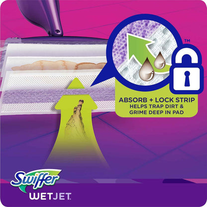 Swiffer Wet Jet Mop Cleaning Pads Refill, Floor Cleaner for Mopping Wood, Laminate, Tile in Home, Bathroom, Kitchen, All Purpose Multi-Surface Spray Mop Pad for Floor Cleaning, 24ct