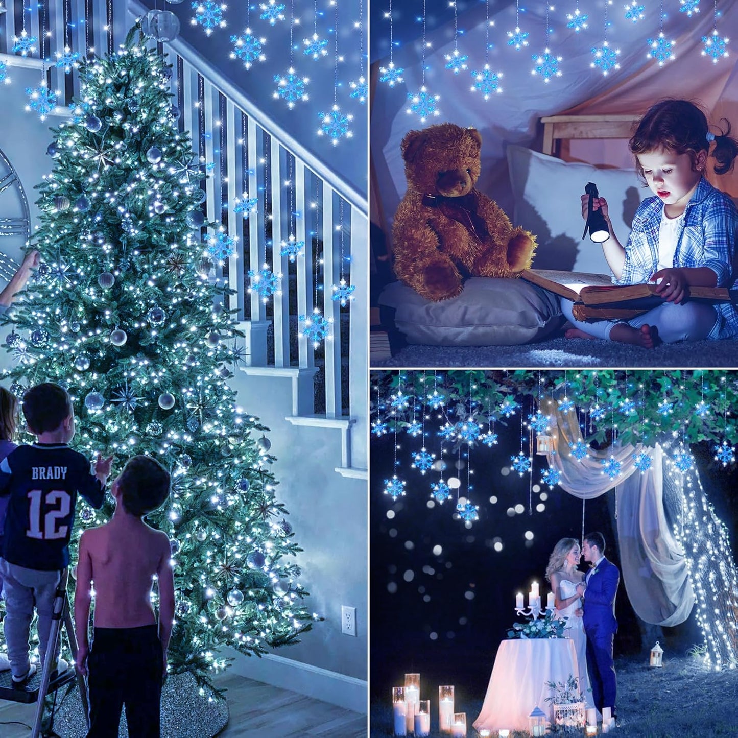 Christmas_Snowflake_Icicle_Lights,6.5ft_144LED_Curtain_Lights_with_12_Drops,Timer_8_Modes_Connectable,Waterproof_Fairy_Light_for_Eaves,_Garden,_Indoor_Outdoor_Xmas_Decoration_(Blue_White)