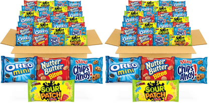 OREO Mini Cookies, CHIPS AHOY! Mini Cookies, SOUR PATCH KIDS Candy & Nutter Butter Bites & Candy Variety Pack, 32 Snack Packs