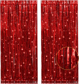 2 Pack 3.2ft x 8.2ft Black Tinsel Foil Fringe Curtains, Metallic Foil Tinsel Photo Booth Backdrop Streamer for New Years Decorations Halloween Bachelorette Birthday Holiday Celebration Party Supplies