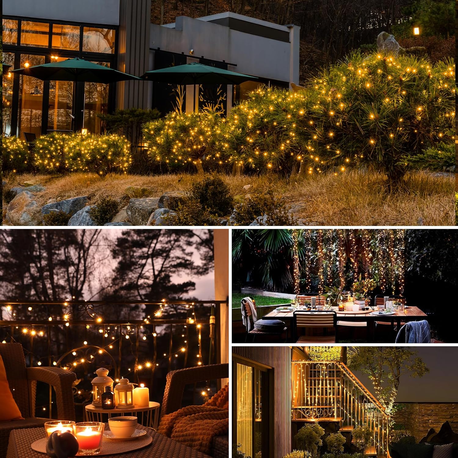 btfarm_4_Pack_Solar_String_Lights_Outdoor_-_Total_320LED_132FT_Solar_Fairy_Lights_Waterproof_8_Modes,_Copper_Wire_Solar_Powered_Twinkle_Light_for_Outside_Christmas_Tree_Garden_Wedding_Party,Warm_White