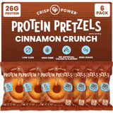 CRISP POWER Protein Pretzels, Variety Pack With Sea Salt, Sesame, & Everything, Up To 28G Protein, High Protein Snack, High Fiber, Low Carb Crunchy Pretzel Snacks, No Added Sugar, 1.75 oz Bags, 6 Pack, Vegan, Keto