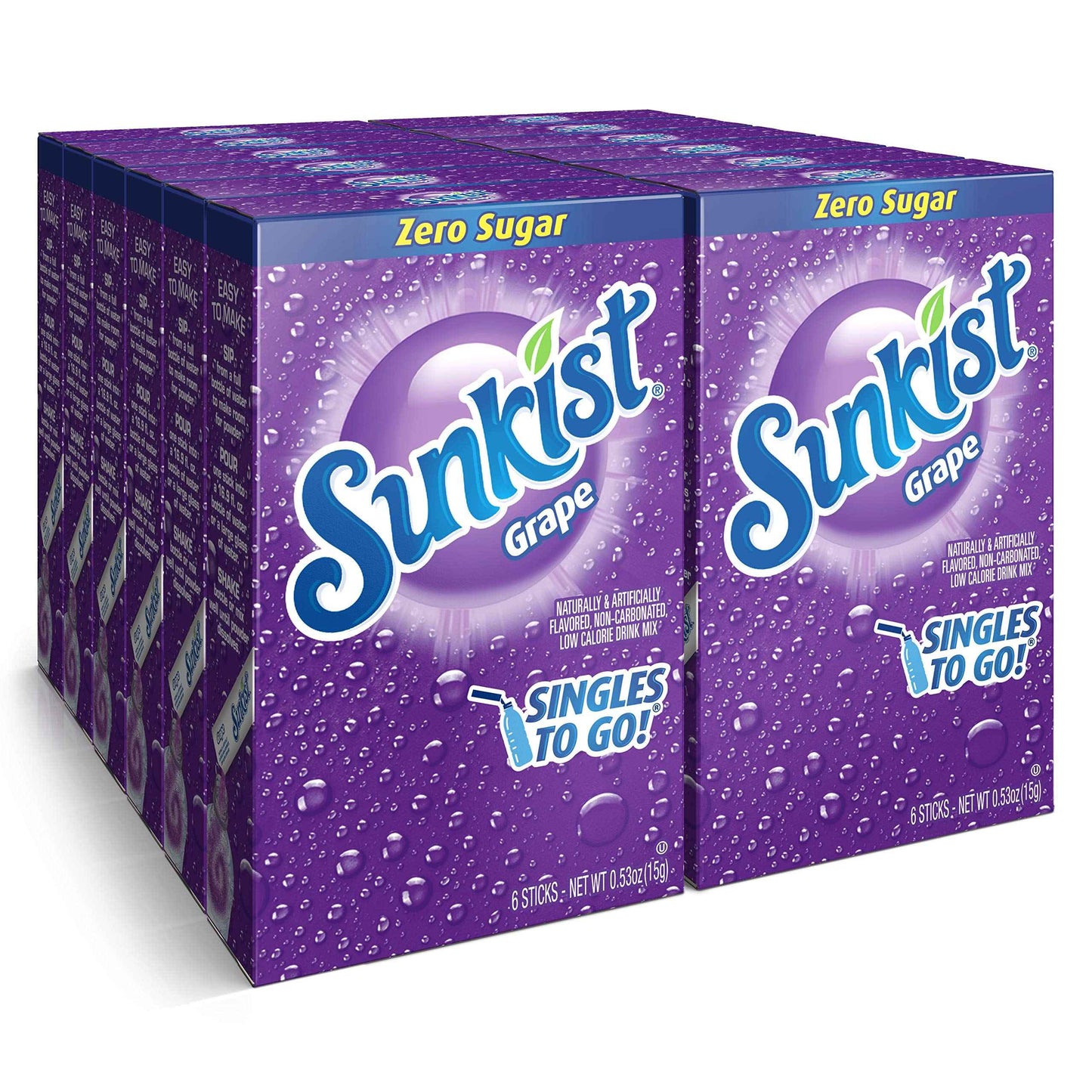 Sunkist Soda Singles To Go Drink Mix, 0.53 OZ, 6 Count (Pack of 12)