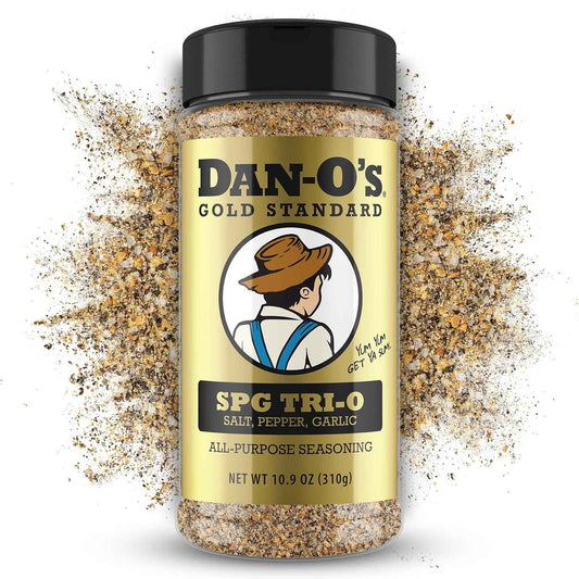 Dan-O’s SPG Tri-O Seasoning – Salt, Pepper & Garlic Blend – Medium Bottle – Premium All Purpose SPG for Steak, Chicken, Seafood & Veggies