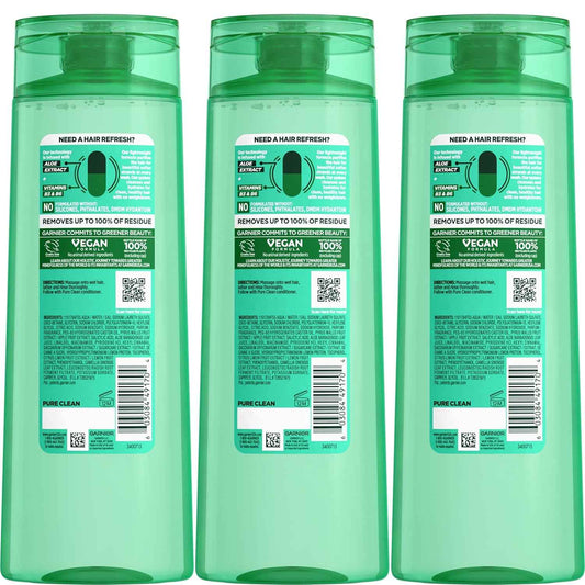 Garnier Fructis Pure Clean Purifying Shampoo, Silicone-Free, 12.5 Fl Oz