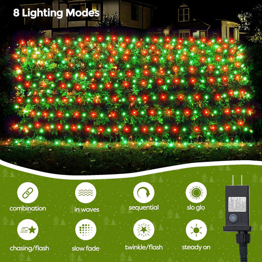 WBao_Christmas_Net_Lights,_360LED_11.5ft_x_6.9ft_Christmas_Lights_with_8_Modes,_Timer,_End_to_End_Connectable,_Waterproof_Design_for_Lawn,_Bushes,_Trees_Outdoor_Xmas_Decorations,_Red_Green