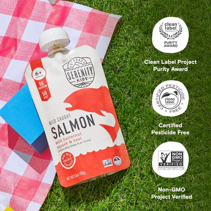 Serenity_Kids_6+_Months_Baby_Food_Pouches_Puree_Made_With_Ethically_Sourced_Meats_&_Organic_Veggies_|_3.5_Ounce_BPA-Free_Pouch_|_Wild_Caught_Salmon,_Butternut_Squash,_Beet_|_1_Count