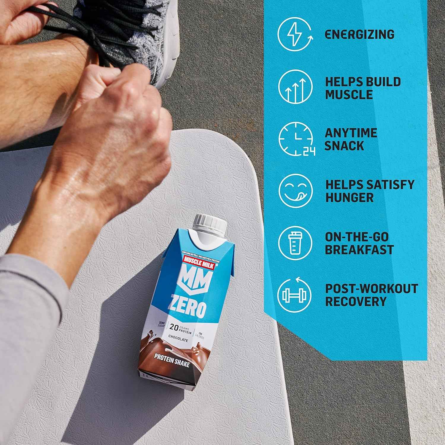 Muscle Milk Zero Protein Shake, 20g Protein, Zero Sugar, 100 Calories, Calcium, Vitamins A, C & D, 4g Fiber, Energizing Snack, Workout Recovery, Packaging May Vary,11.16 Fl Oz