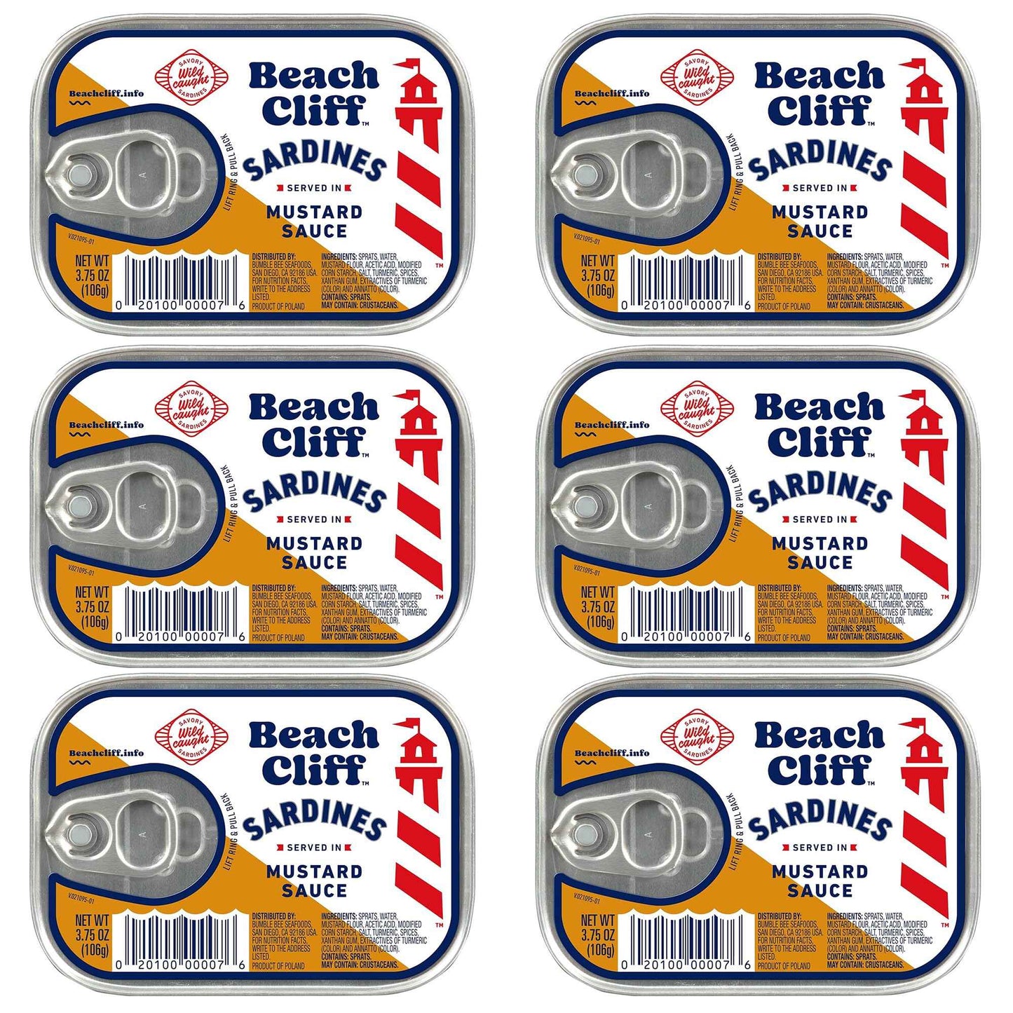 Beach Cliff Wild Caught Sardines, 3.75 oz Can - 13g Protein per Serving - Gluten Free, Keto Friendly - Great for Pasta & Seafood Recipes