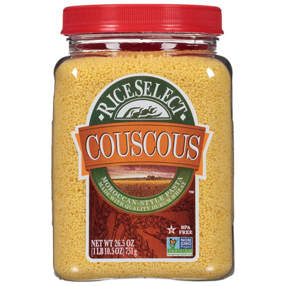 RiceSelect_Couscous,_Moroccan-Style_Wheat_Couscous_Pasta,_Non-GMO,_26.5-Ounce_Jar,_(Pack_of_1)