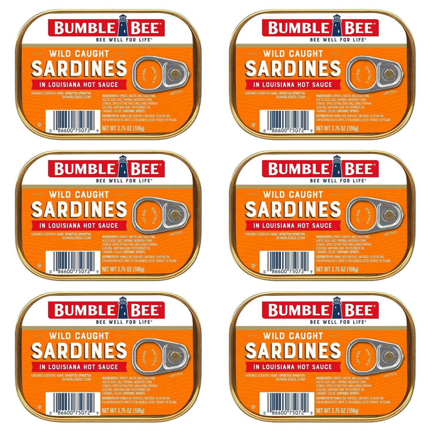 Bumble Bee Sardines, 3.75 oz Tin - Wild Caught, Gluten Free, Keto, Kosher