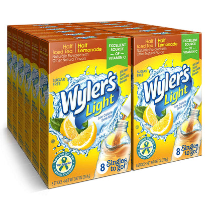 Wyler's Light Singles To Go Powder Packets, Water Drink Mix, 12 Boxes, 8 Servings per Box, 96 Total Servings