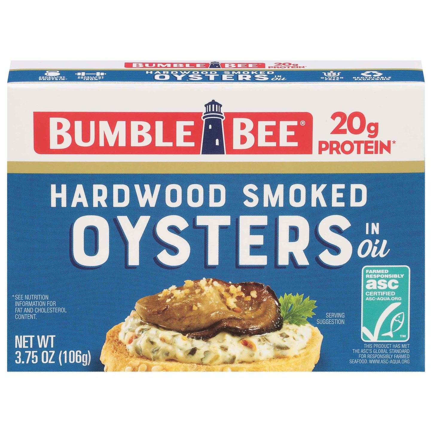 Bumble Bee Premium Select Canned Oysters, Can - Ready to Eat - 14g Protein per Serving - Gluten Free