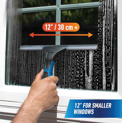 Unger Professional Connect and Clean 18” EZ Change Window and Glass Cleaning Squeegee, Large and Small Windows, Rubber Blade Tool for Streak-Free Results