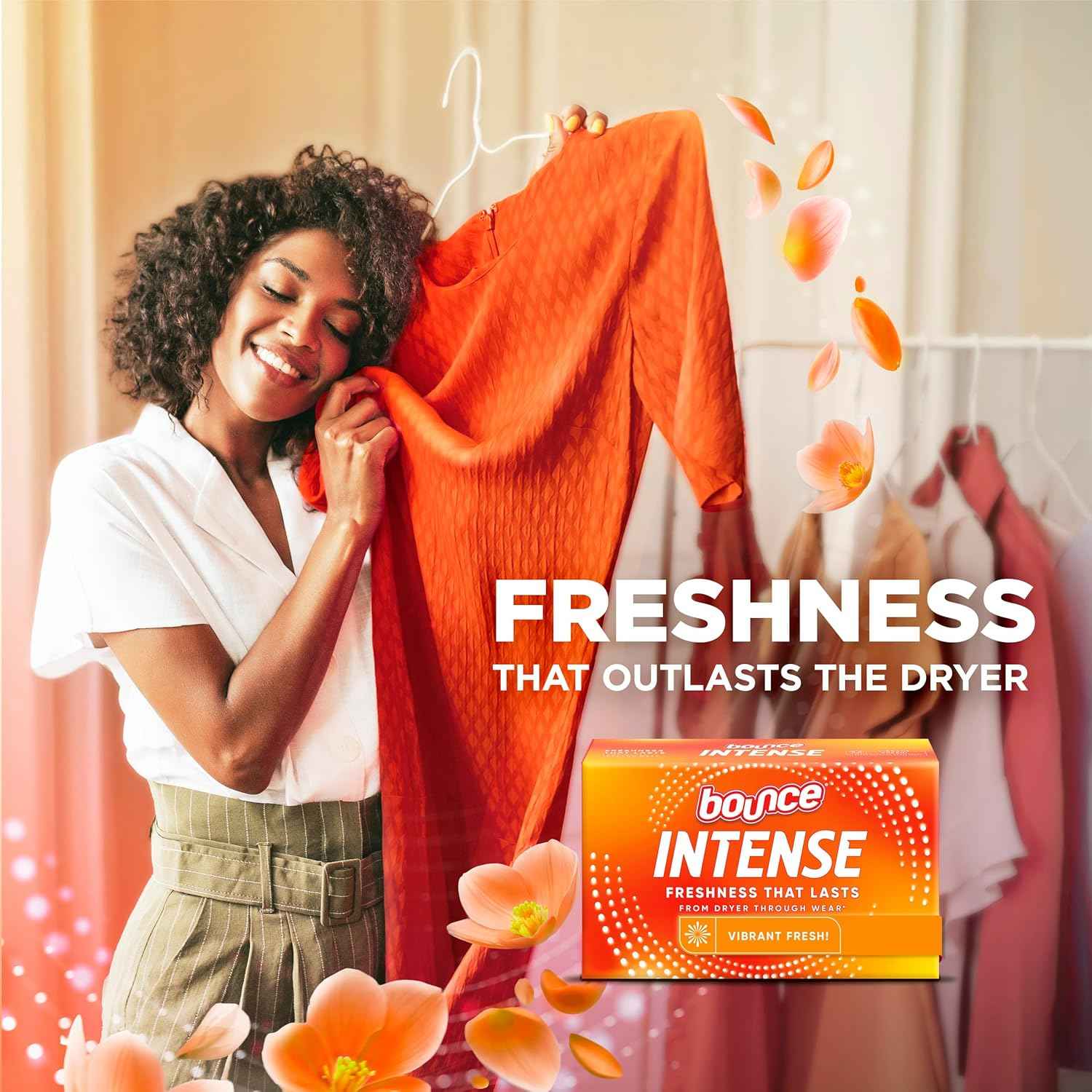 Bounce Intense Dryer Sheets, Vibrant Fresh, 60 Count, Scent Boosting Dryer Sheet