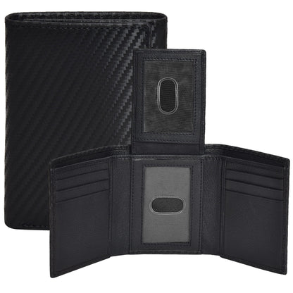 Real Leather Mens Trifold Wallet RFID Blocking Slim Minimalist Front Pocket - Thin &amp;amp; Stylish with ID Window in Gift Box